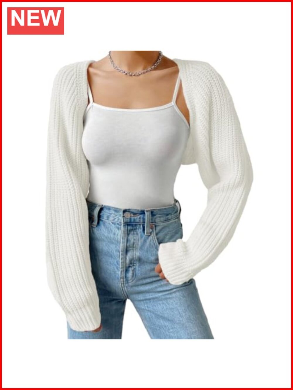 Ribbed Knit Crop Cardigan Open Front Bolero Shrug Long Sleeve